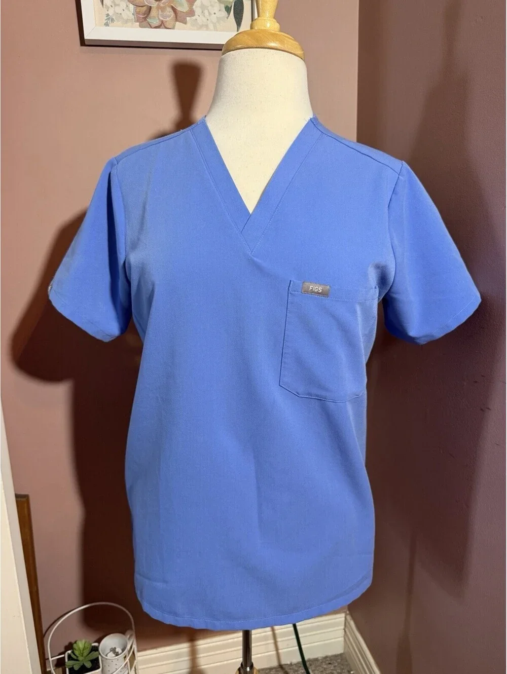 Figs Catarina Scrub Top Womens Size M PO 5315 Blue